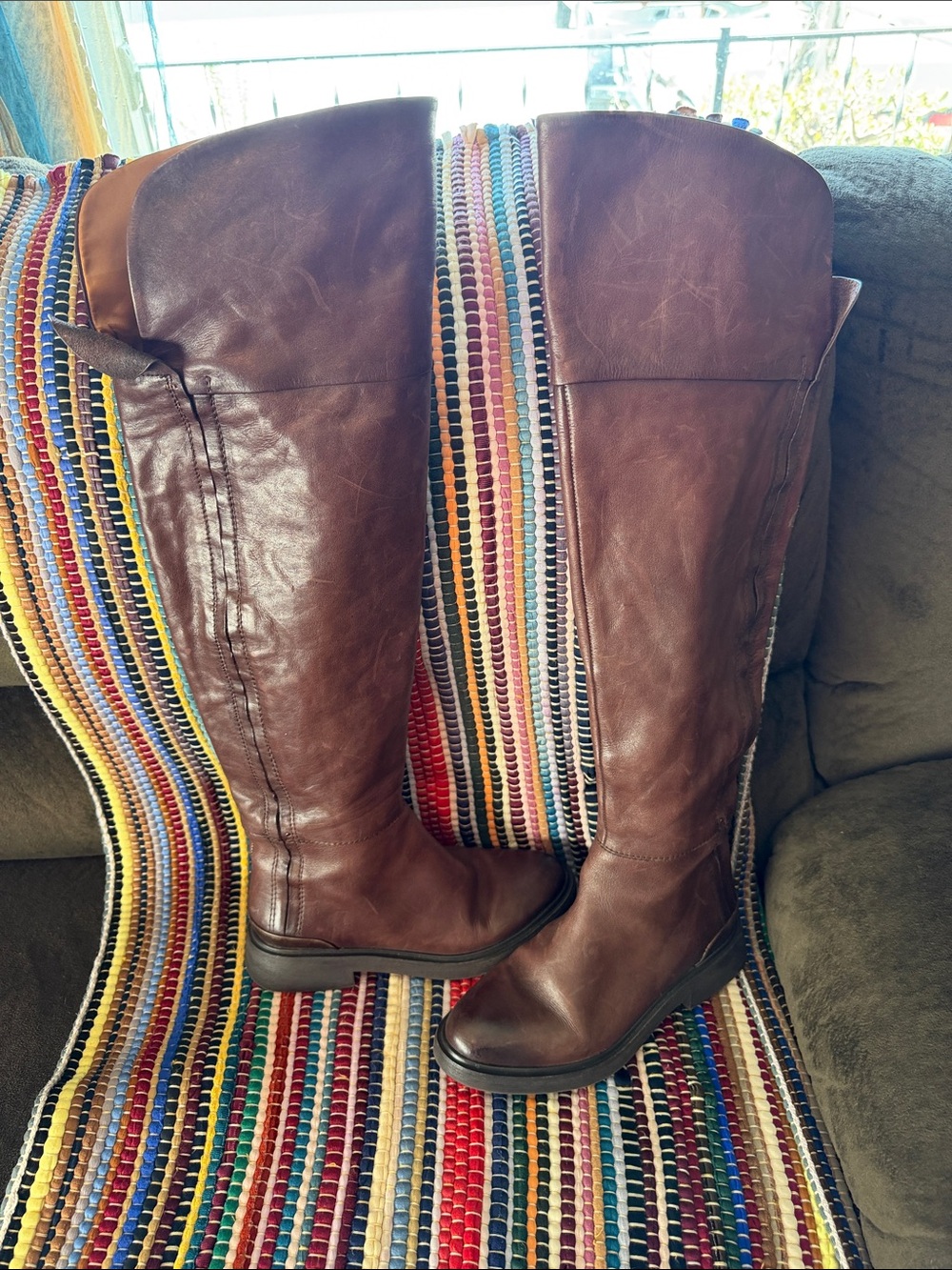 Franco Sarto Brown Over-the-Knee Leather Boots